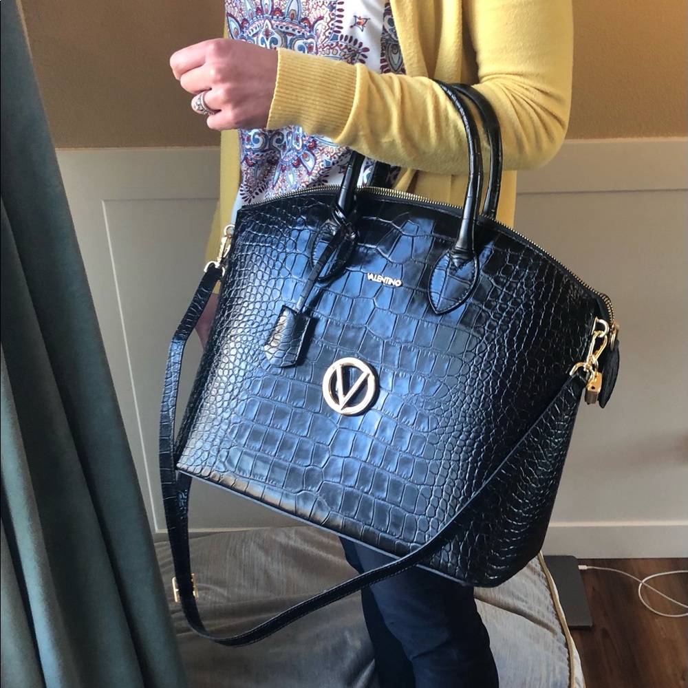 Valentino Bravia Croc Leather Dome Satchel - Picture 11 of 12